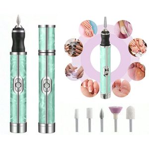 Draadloze Portable Elektrische Nagelvijl Nagelfrees - Mini Nagelfrees - Inclusief USB-C kabel en opzetstukken - Groen