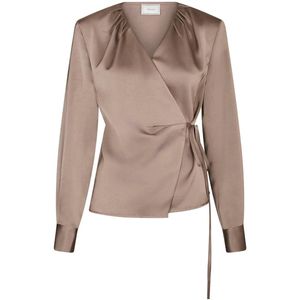 Neo Noir Dames blouse beige (Maat: 34) - Effen - Halslijn: V-hals,