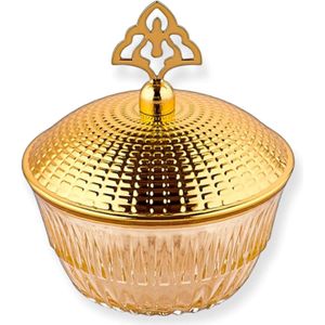 Dalgic glazen klassiek bonbon schaaltje met deksel gold