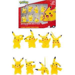 Bandai - Pokémon - 8 Battle-figuren - Pakket van 8 Pikachu-figuren - JW2604