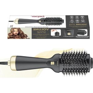 Volumiserende föhnborstel met heteluchttechnologie - 1300W, 2 snelheden, 360 ° draaibaar snoer - zwart/goud