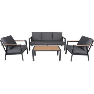 LUX outdoor living Austin stoel-bank loungeset 4-delig | aluminium | antraciet | 5 personen