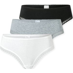 Schiesser String set van 3 kanten meerkleurig - Moderne Multipacks Dames Onderbroek - zwart, wit, grijs
