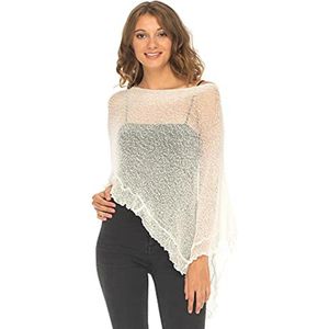 Dames Lichtgewicht Gebreide Poncho Met Ruches - Trendy Accessoire