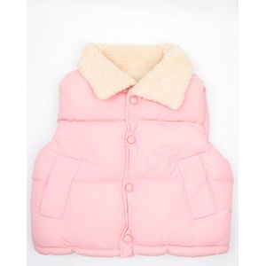 Bodywarmer Bubblegum - roze - teddystof - gewatteerd - Maat 3-4 jaar - sportief - meisjes - Minimalistisch