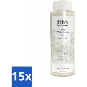15 x Therme - Zen White Lotus - Badschuim - Verfrissend - Verzorgend - 500ml - Zen Badschuim - Ontspannend Badschuim - Witte Lotus Geur - Mindfulness Bad - Wellness Ritueel