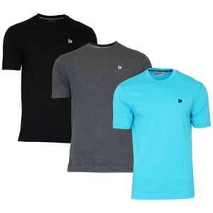 3-Pack Donnay - T-shirt (Vince) - Sportshirt - Heren - Black/Charcoal/Turquoise (705) - maat S