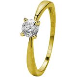 Lucardi - Ring - Zirkonia - 14 Karaat Goud - Geelgoud