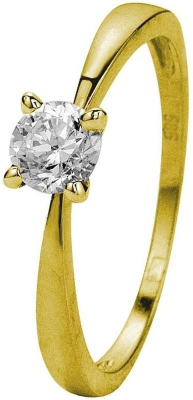 Lucardi - Ring - Zirkonia - 14 Karaat Goud - Geelgoud