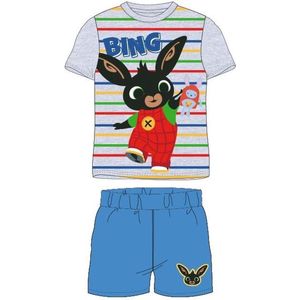 Bing Bunny shortama / pyjama gestreept grijs/blauw katoen maat 116