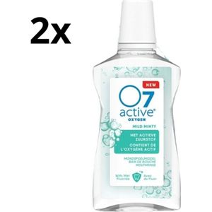 O7 Active Mondspoelmiddel Mild Minty - 2 x 500 ml - Voordeelverpakking