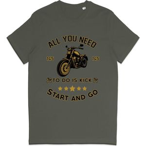 T Shirt Heren Dames - Motorrijder - Biker - Groen Khaki - XS