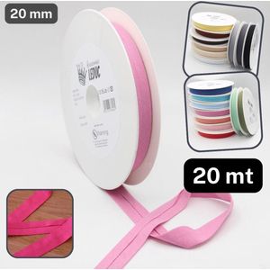 20 Meter BIAIS JERSEY 100 % KATOEN, Afgewerkt 20/8/8, MADE IN ITALY, Kleur 15244 ROZE