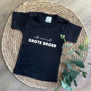 Baby t-shirt korte mouw - Ik word grote broer - Zwart - Maat 92 - Zwanger - Geboorte - Big Brother - Aankondiging - Zwangerschapsaankondiging - Peuter - Dreumes