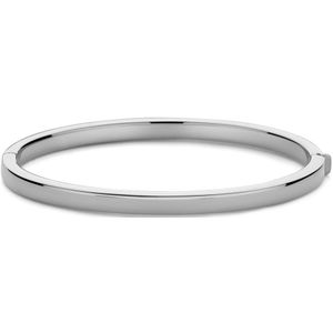New Bling 9NB-1519 Zilveren Armband Bangle - 4mm Breed - 45x55mm - Platte Buis - Rhodium - 925 - Zilver