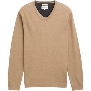 Tom Tailor - BASIC V-NECK KNIT - Heren Trui - Bruin - V-hals