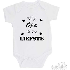 100% katoenen Romper ""Mijn Opa is de liefste"" Unisex Katoen Wit/zwart 56/62