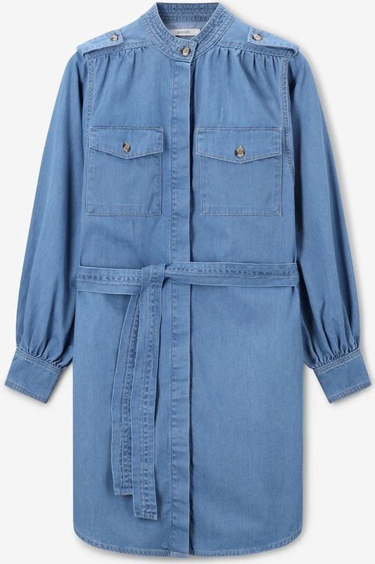 Sissy-Boy - Denim Midi Jurk - Blauw - Met Ceintuur