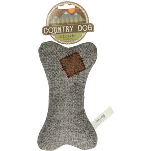 Country Dog Chewie – Honden speelgoed – Honden speeltje met piepgeluid – Honden knuffel gemaakt van hoogwaardige materialen – Dubbel gestikt – Extra lagen – Voor trek spelletjes of apporteren – Grijs/Bruin – Medium (20cm)