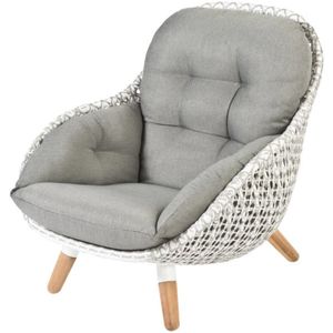 tierra outdoor - Prince Lounge Chair - wit - taupe - charcoal kussens - wicker met rope - teak accenten