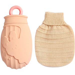 Kruik met hoes 320ml - warmwaterkruik - Verwijderbaar voor reiniging - Gemaakt van hoogwaardig siliconen - Roze konijnenpatroon - 10*5*18cm - met handvat - draagbaar - een perfect wintercadeau voor kinderen en studenten