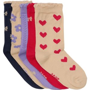 Minymo Kinder Socke Socks with Pattern (5-Pack) 6022 Red-23-26