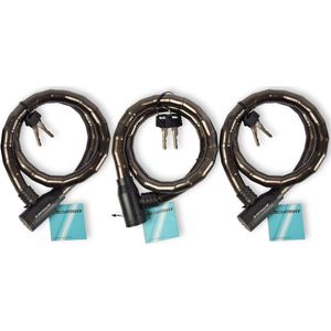 Veilig op Pad: Zwarte Fietsslot Kabelslot Set - 3 Stuks, Metaal & Plastic, 80cm Lang, Fietsen & Accessoires