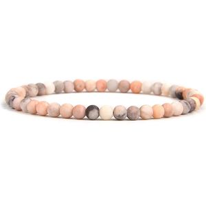 Bixorp Gems Roze Zebra Jaspis Edelstenen Armband 4mm kralen - Gepolijste Edelsteen Kralenarmband - 18cm