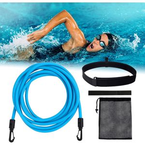 Zwemelastiek - Zinaps Swimming riem zwembad, verstelbare zwemband voor zwembad, 4 m, zwemtraining riem, volwassen kinderen, zwemweerstand zwemmen leidt, duurzaam voor zwembaden resistentietraining (blauw) (WK 02131)