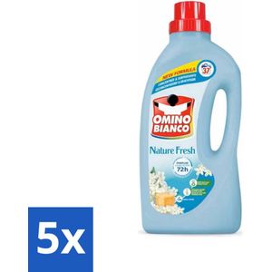 5 x Omino Bianco - Natuurlijk Fris - Wasmiddel - Gekleurde Was - 37 Wasbeurten - Natuurlijk Fris Wasmiddel - Gekleurde Was - Zeep - Kleurbehoud - Gevoelige Huid