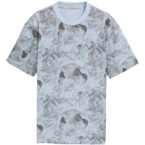 TOM TAILOR - T-shirt - Lichtblauw Grijs - Watery Print