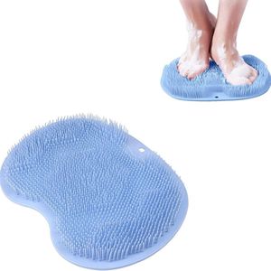 Douchevoetschrobbermat, antislip zuignappen, peeling, spa, vermindert voetpijn (blauw) (blauw)