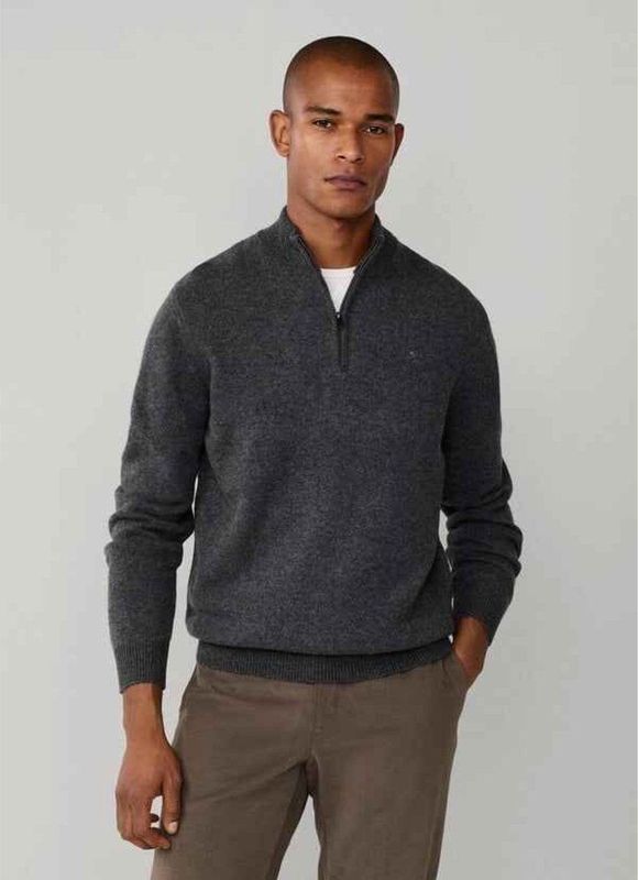 Hackett - Lambswool - Half Rits Trui - L