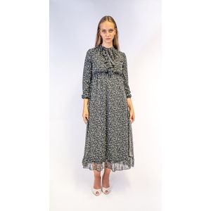 Dames Jurk - Zwart-Bloemenprint- Chique - Maat XL Stijlvol en trendy: Zwart-Bloemenprint jurken voor een verfijnde look
