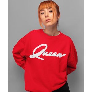 King / Queen Trui Premium Red (Queen - Maat 4XL) | Koppel Cadeau | Valentijn Cadeautje voor hem & haar