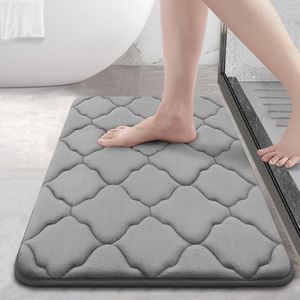 Badkamertapijt van traagschuim - Antislip, zacht en absorberend - Wasbaar en onderhoudsvriendelijk - 40 x 60 cm - Grijs.