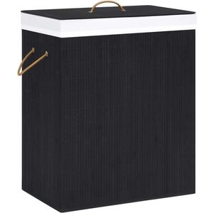 vidaXL Wasmand 100L - 2 Vakken - Bamboe - Zwart Wasmand - Bamboewasmand - Wasbak - Opbergmand - Lingerie Organizer