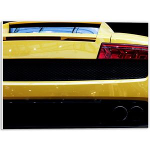 PVC Schuimplaat- Achterkant van Gele Sportauto - 40x30 cm Foto op PVC Schuimplaat