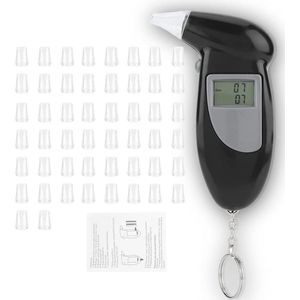 Digital LCD Screen - Alcohol Tester - Portable Keychain Breath Analyzer - met 10/20/50/PC Nozzles - Alcohol Tester met 50 Breathing Nozzles