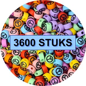 Fako Bijoux® - Peace Kralen Bulk - Acryl - 7mm - Sieraden Maken - 3600 Stuks - Mix