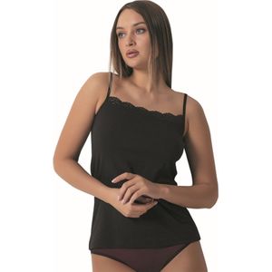 3 pack-Dames Onderhemden Met Spaghetti Bandjes-Stroptops Dameshemd Met Kant-Zwart-XL