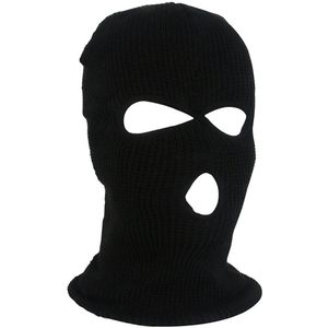 1 warm wintermasker, masker met 3 gaten, gebreid ski-koud fietsmasker, multifunctioneel masker, motor- en fiets-skimuts,zwart