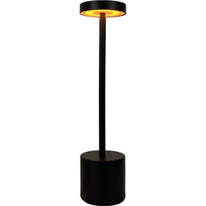 FMF - Retro Tafellamp - Oplaadbaar - Nachtlampje - Bureaulamp - 3 Kleuren - Dimbaar - Zwart