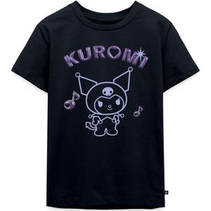 Kuromi Omtrekontwerp Met Paarse Chrome Letters Premium T Shirt Kinderen
