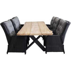7-delige tuinset | 6 Dublin verstelbare tuinstoelen BL | Pohon tuintafel