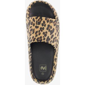 Dames badslippers met panterprint zwart - Maat 36