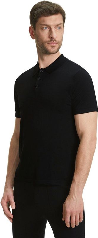 FALKE Basic Polo Ultrafine zacht huidvriendelijk wol polo shirt heren zwart - maat S