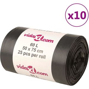 vidaXL-Vuilniszakken-250-st-60-l-zwart