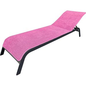 Set van 2 hoogwaardige hoezen voor tuinligbed, 100% katoen, Oeko-Tex 100, badstof, handdoek-overtrek, zonnebed, ligbekleding met envelop voor ligstoel, 75 x 200 cm, fuchsia