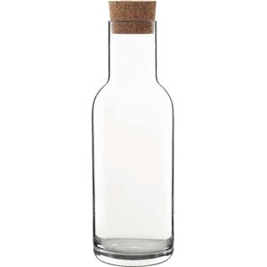 1x Glazen water karaffen met kurken dop van 1 L Sublime- Sapkannen/waterkannen/schenkkannen - luchtdicht - foodsafe